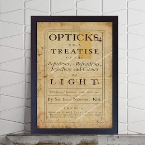 Isaac Newton Opticks print Poem motivational vintage photo Christmas Gift Sir Isaac Newton poster