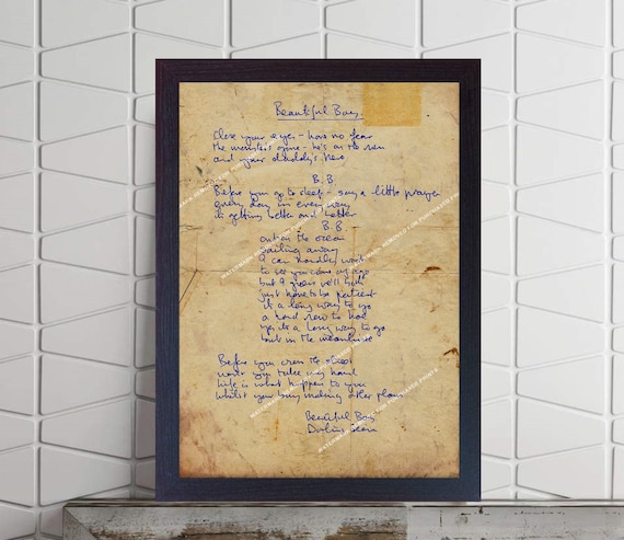 The Beatles Beautiful Boy Darling Boy John Lennon Handwritten