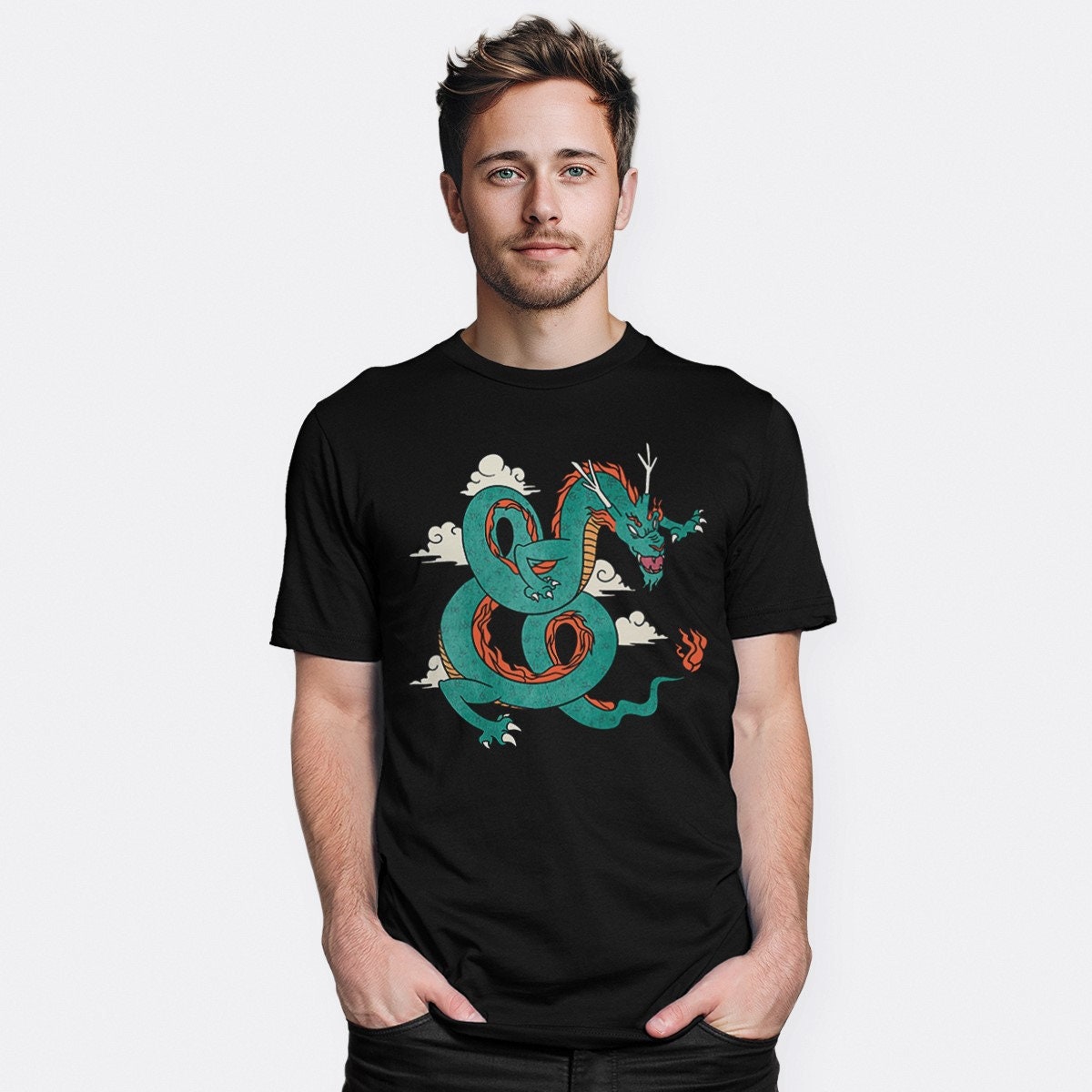 Camiseta de dragon verde Etsy Espana