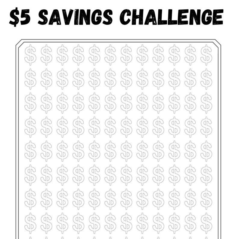 Five Dollar Savings Challenge - Etsy