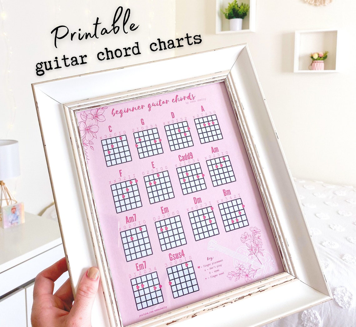 Beginner Guitar Chord Charts - Printable PDF (8.5x11) Instant Digital ...