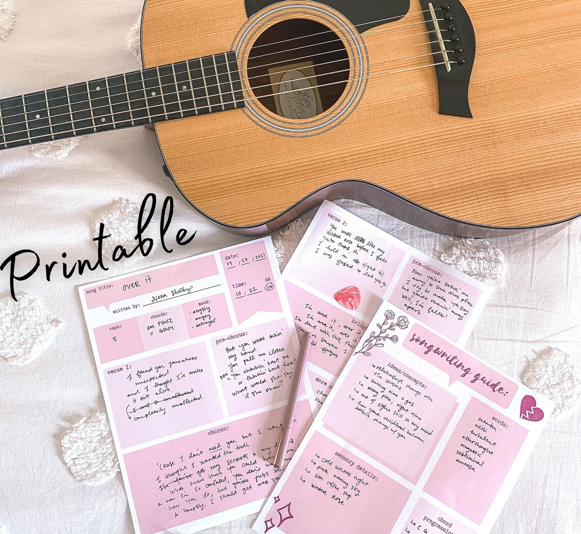 Beginner Songwriting Guide, Songwriting Template - Printable PDF (8 ...