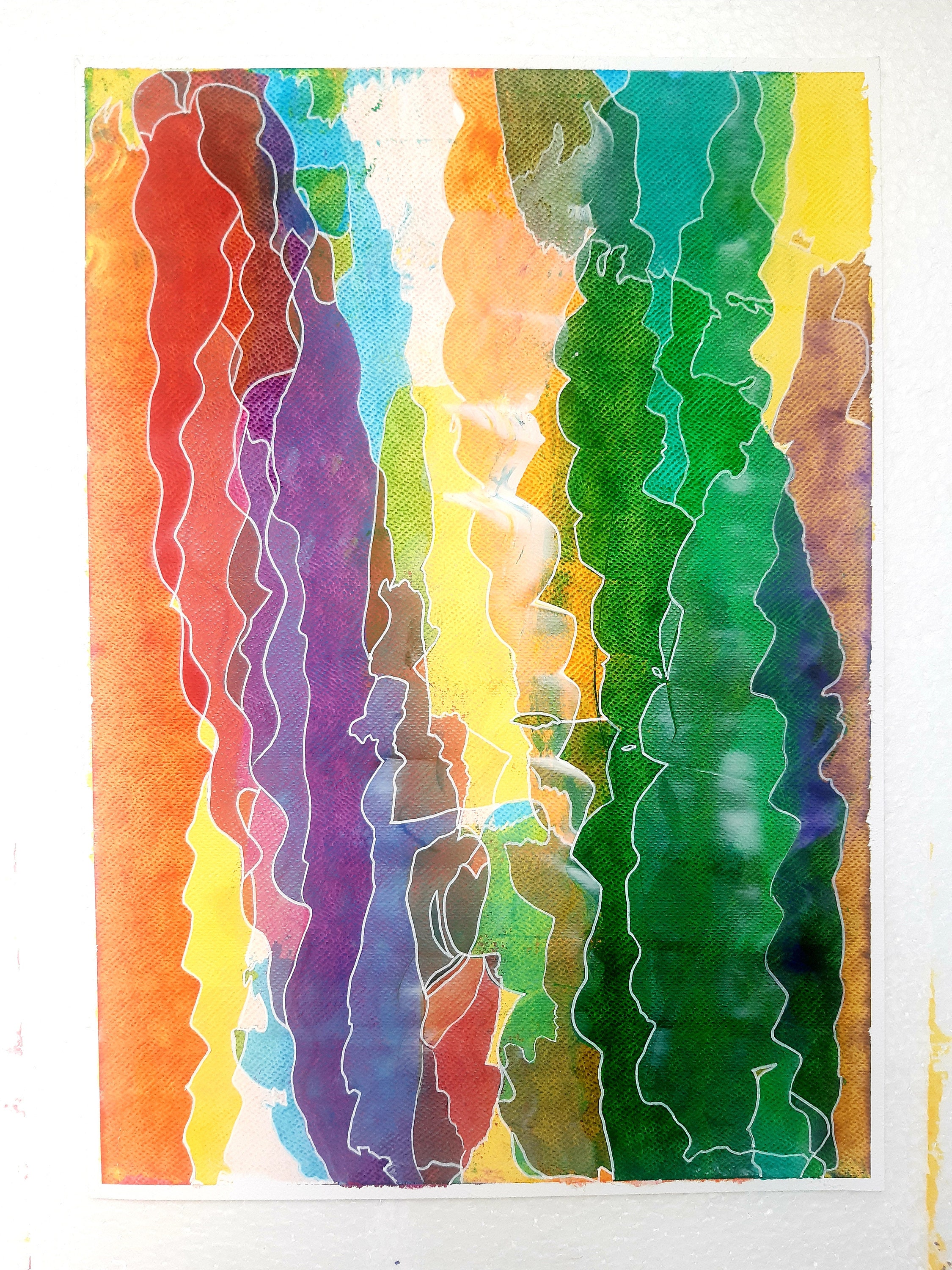 アクリルペイント抽象画 原画 acrylic abstract painting 淡い波の金箔抽象画 PALE WAVES ABSTRACT W/ GOLD LEAF – Artbar