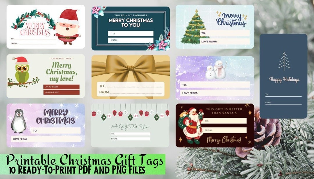 Printable Christmas Gift Tags Minimalist Cute Print at Home Etsy
