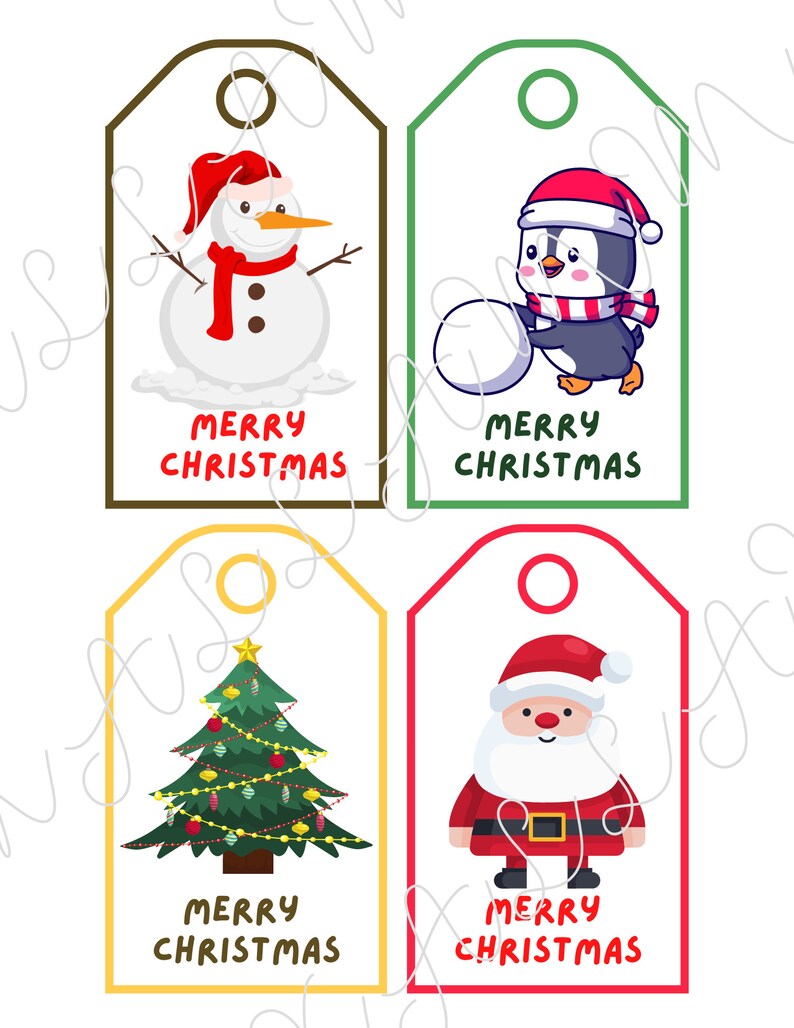 Printable Christmas Gift Tags Cute Print at Home Gift Tags Etsy
