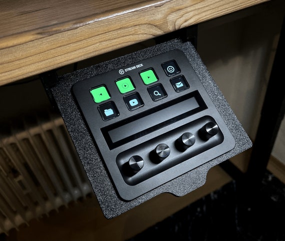 Stream Deck Plus Under Desk Mount for Elgato | Adjustable Slide-Out