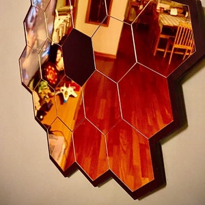 Miroir pour télescope spatial James Webb, décoration murale 22'' 15'' 10'' Miroir Miroir doré en bois fait main, un délicieux cadeau pour la fête des mères. image 4