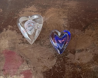 Artisan Signed Blown Glass Heart Paperweight YOU PICK Signed Heart Desk Accent Heart Paperweight Desk Decor Cabinet Decor Blown Glass