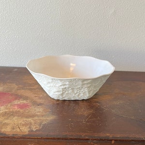 Vintage Milk Glass Floral Impressed Bowl Centerpiece Bowl Decoration Bowl Floral Bowl Mid Century Design