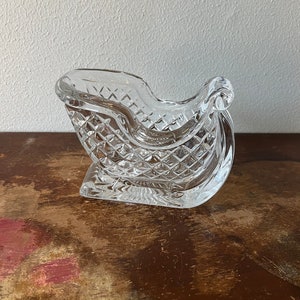 Vintage Clear Glass Sleigh Centerpiece Decor Winter Decor Glass Sleigh