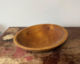 Vintage Artisan Turned Wood Bowl Treen Wood Decor Accent Nice Surface Natural