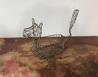 Panier métallique vintage en forme de chat, art folklorique, décoration de table americana, animaux de compagnie