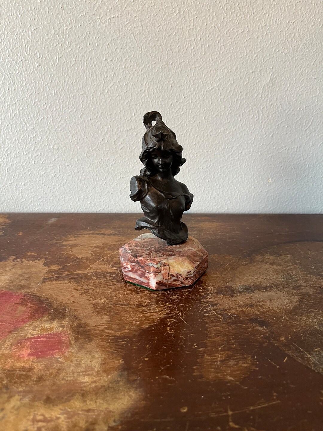 Cast Female Bust Tabletop Bust Small Bust Stone Mounted Female Etsy