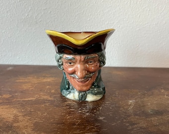 Royal Doulton Dick Turpin Toby Mug 3.5” Pistol Handle Fancy Mug Vintage Find Man Head Toby Mug England Figural Head Mug