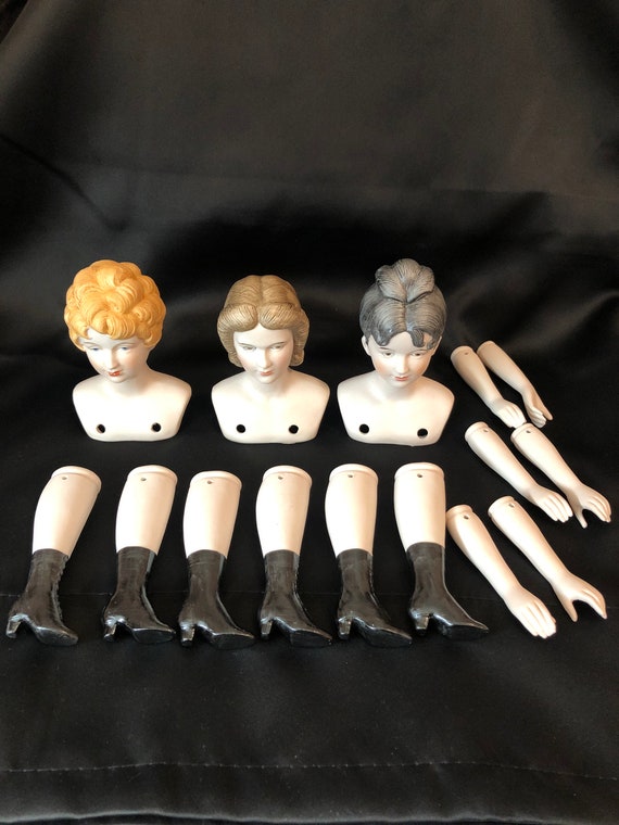 Vintage Porcelain Bisque Doll Parts Heads Arms and Legs Etsy