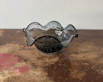 Blown Glass Control Bubble Ruffle Edge Bowl Art Glass Erickson Style Decor Bowl Table Accent Centerpiece Bowl Art Decorative Bowl Artisan