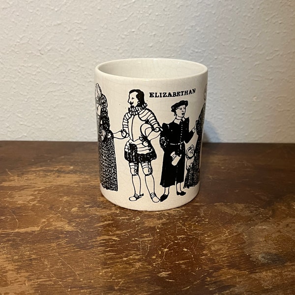 Vintage Staffordshire Potters Elizabethan Mug Shakespeare England Ceramic Coffee Mug Figures Oddities Tea Time