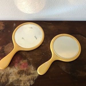 Vintage “French Ivory” Celluloid Hand Mirrors Vanity Decor YOU PICK Ivory Pyralin