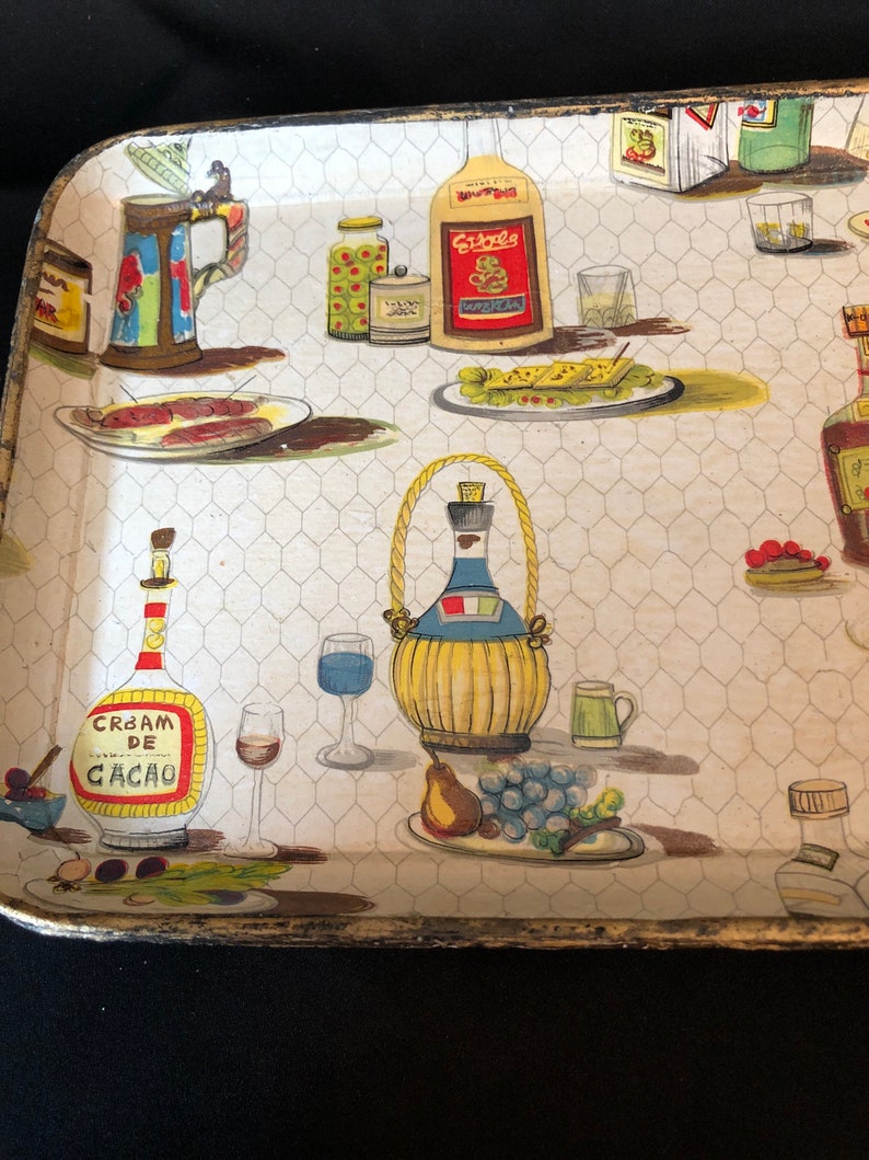 Set of 4 Vintage Bar Trays Snack Trays Serving Cream De Cacao Etsy