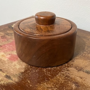 Handmade Turned Wood Lidded Bowl Artisan Wood Craft