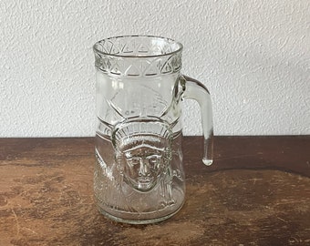 Vintage Statue of Liberty Centennial Clear Glass Mug, Keep the Torch Lit