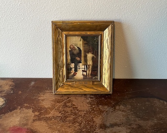 Vintage Paul Peel Print “The Tired Model” Framed Gold Frame Name Plate Gallery Wall Wall Decor Nude Boy Painter Artist Canadian