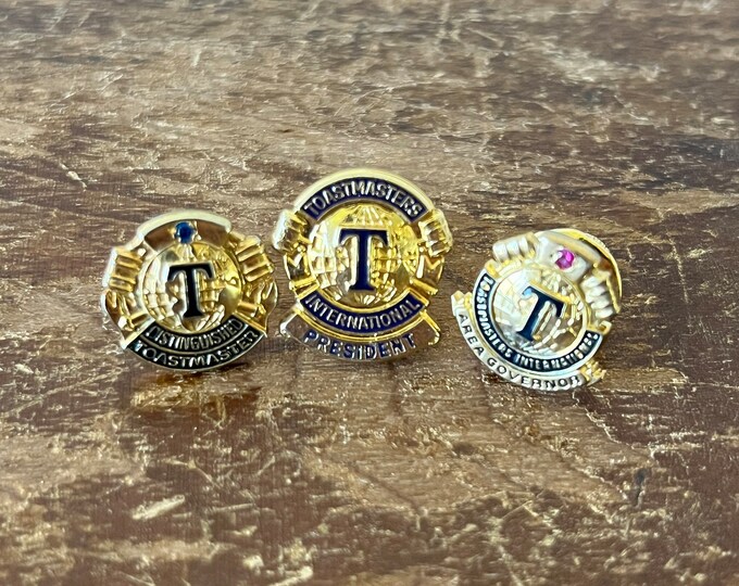 3 Vintage Toastmaster Gold Lapel Pins Different Offices Distinguished