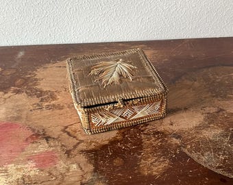 Vintage Ojibwe-style Birchbark and Porcupine Quill Lidded Box