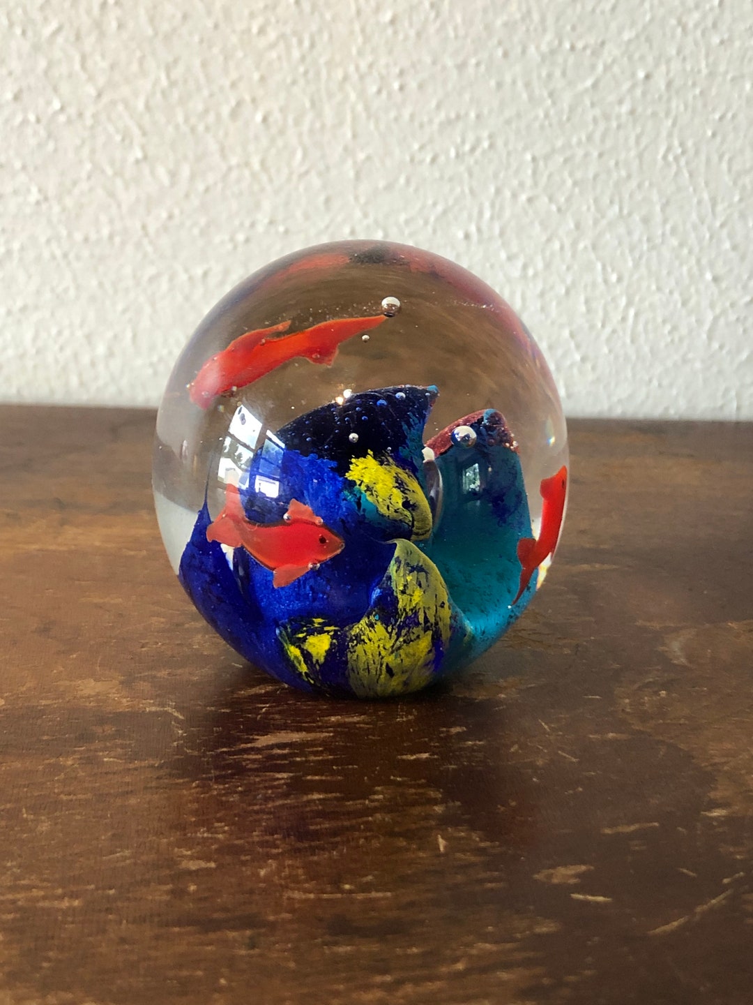 Murano Style Fish Underwater Paperweight Colorful Glass Etsy