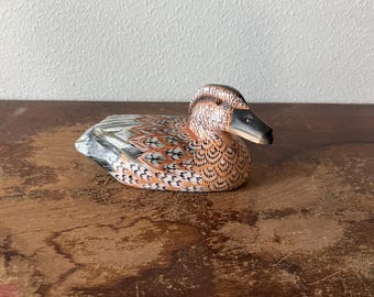 Vintage Carved Wood Miniature Duck Decoy Paint Decorated