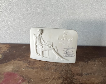 Vintage Lladro Collector's Society Signed Plaque Porcelain 1985 Retired Don Quixote Spain