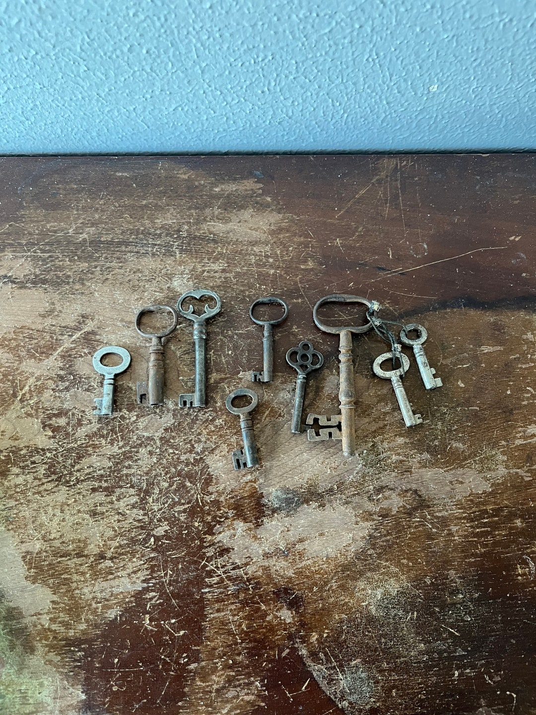 Group of 9 Keys Antique and Vintage Authentic Skeleton Keys Brass Iron ...