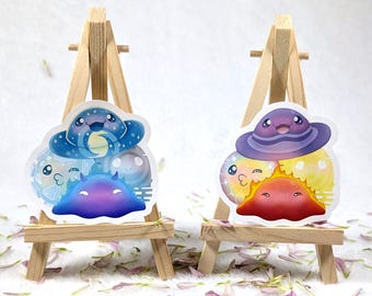 Slime Rancher Glossy Waterproof Stickers, Dervish, Fire, Mosaic and Quantum Slimes