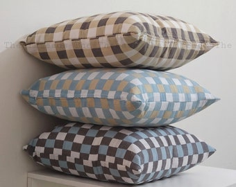 DoubleWeave Pair Of 2 Checker Cushion cover,10"×10"|20"×20",Aesthetic Checkerboard Pattern Pillow,preppy room decor cushion,invisible zipper