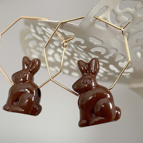 Easter Chocolate Bunny Stud Earrings Chocolate Bunnies Studs Etsy