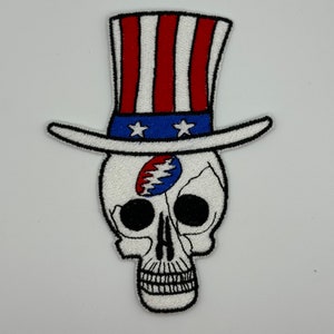 UNCLE SAM オールドデック 一個 Uncle Sam Grateful Dead Patch, Top Hat Skeleton | US Blues