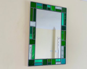 Mondrian style Green Border Mirror