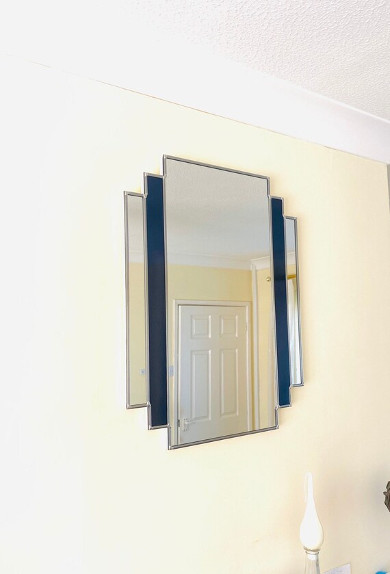 Art Deco Mirror Navy Blue Etsy