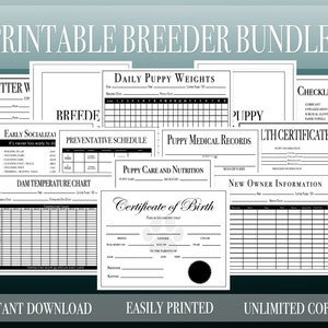 Zestaw Digital Breeder Bundle Formularze do druku Szczenięta