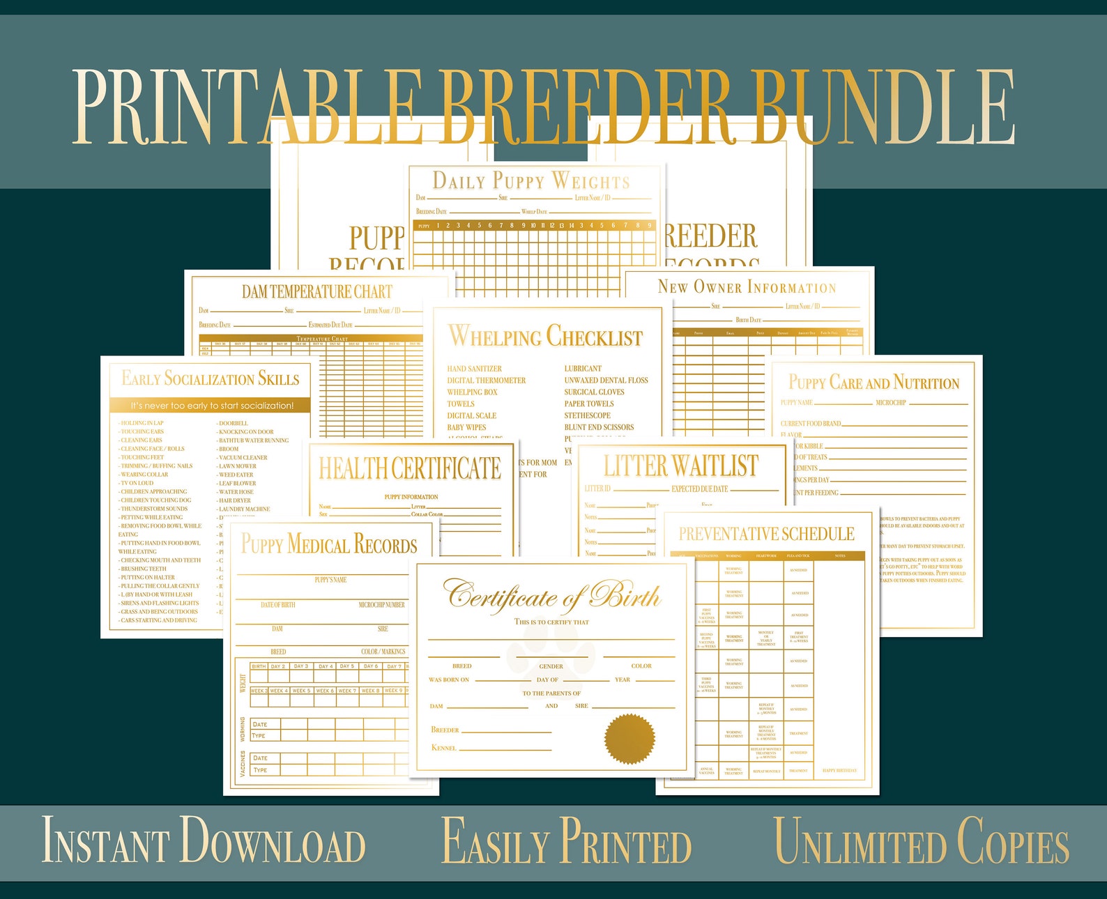 Digital Breeder Bundle Kit Printable Dog Puppy Breeding Etsy