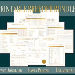 Digital Breeder Bundle Kit Printable Dog Puppy Breeding