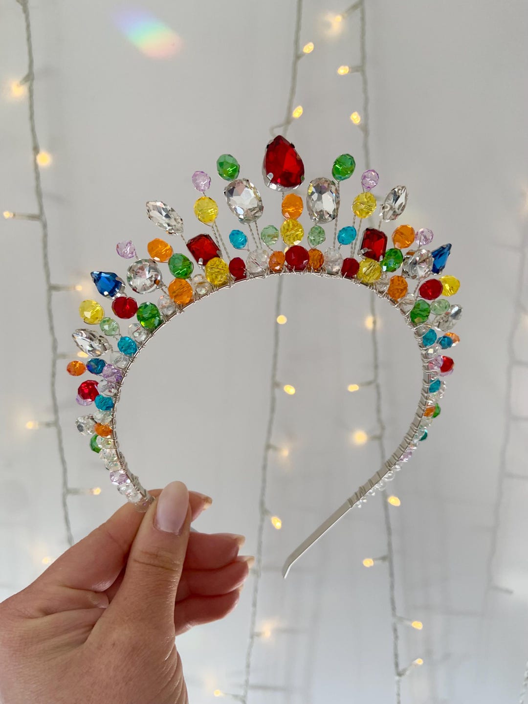 RAINBOW Rhinestone Crystal Princess Tiara - Etsy display picture 1