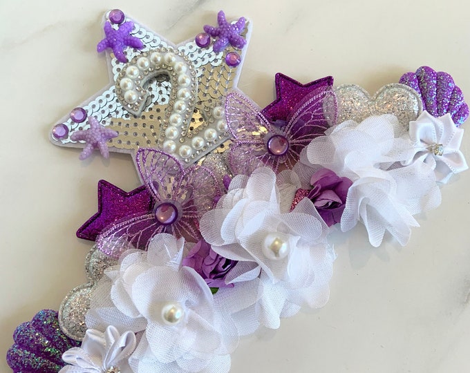 PERSONALISED Children's Birthday Princess Tiara Headband in Purple