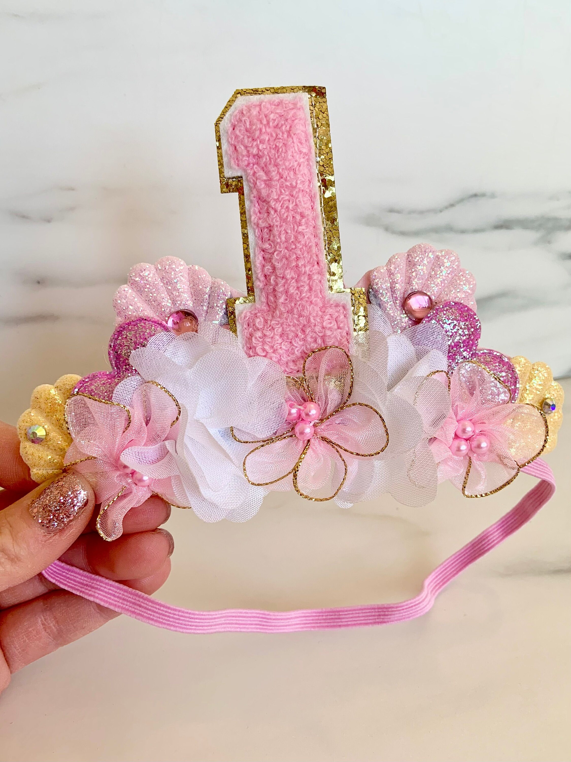 1st birthday crown headband discount