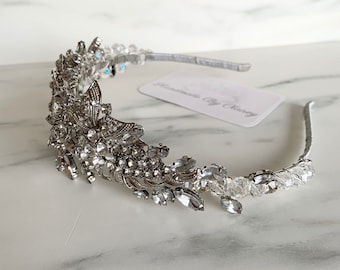 Handcrafted Luxury Silver Bridal Rhinestone Hairband