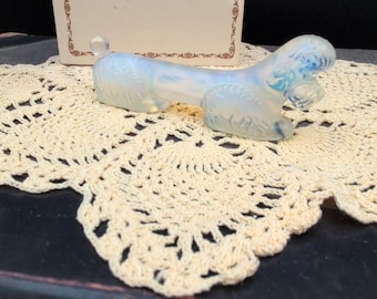 Vintage Sabino France Opalescent Glass Poodle Dog Knife Rest Art Deco Figurine