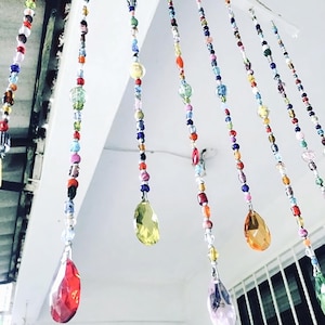 Handmade Beaded Suncatcher Curtain with Colorful Crystals, Beaded Suncatcher, Crystal Prism Sun Catcher, Window Crystals