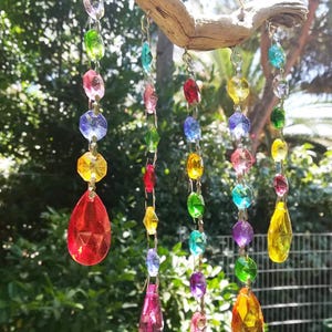 Bohemian Rainbow Crystal Suncatcher, Colorful Beaded Window Decor, Sun Catcher Hanging for Positive Energy and Room Decor
