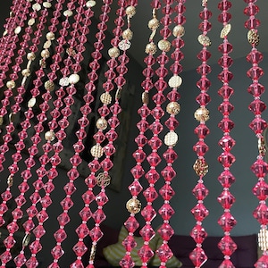 Pink and Gold Beaded Doorway Curtain, Beaded Curtain, Doorway Curtain, Bohemian Beaded Room Divider, Beaded Room Separator, Bead Strings