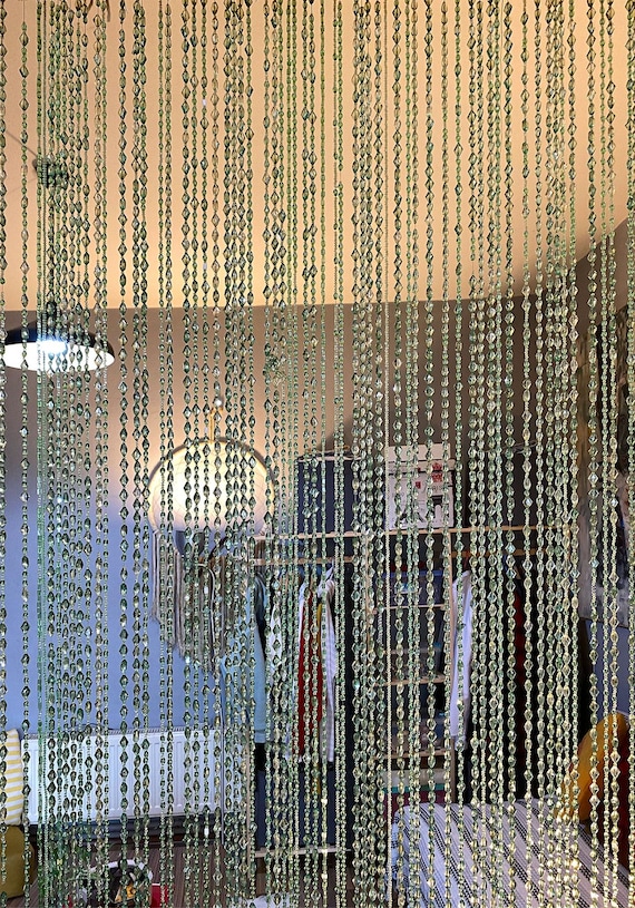 Soft Green Beaded Curtain, Bohemian Curtain, Boho Doorway Curtain, Doorway  Curtain, Beaded Room Divider, Beaded Strings, Hanging Door Beads